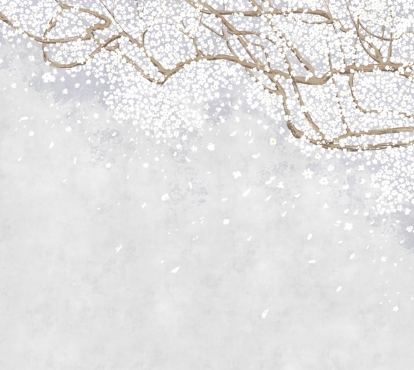 Nástěnná malba kvetoucího stromu Sakura