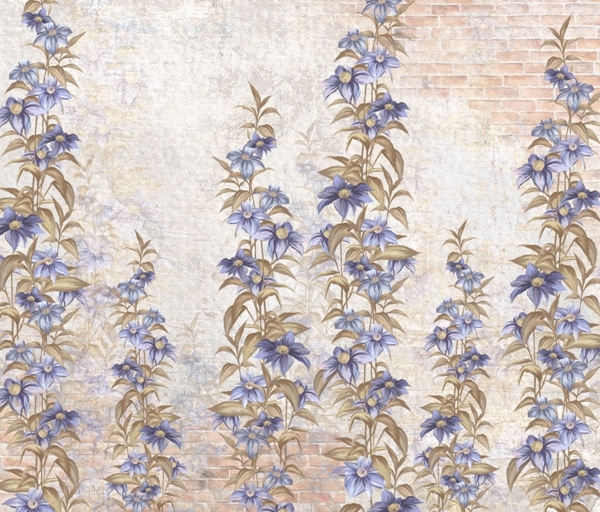 Nástěnná malba Kvetoucí vinná réva na zdi