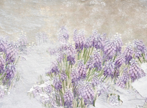 Nástěnná malba louky s kvetoucími safíry