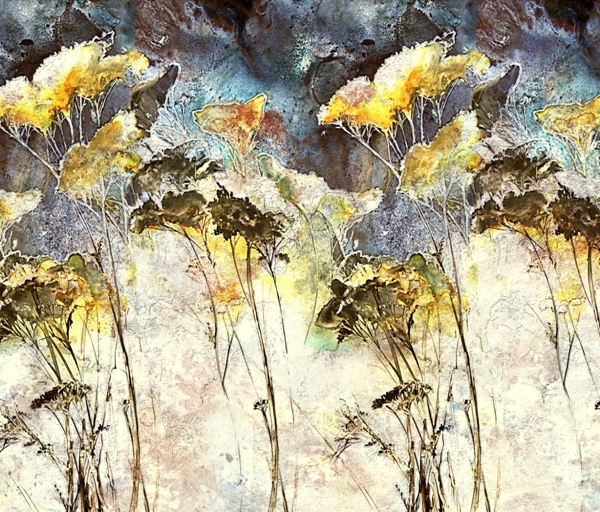 Nástěnná malba lesa žlutých rostlin