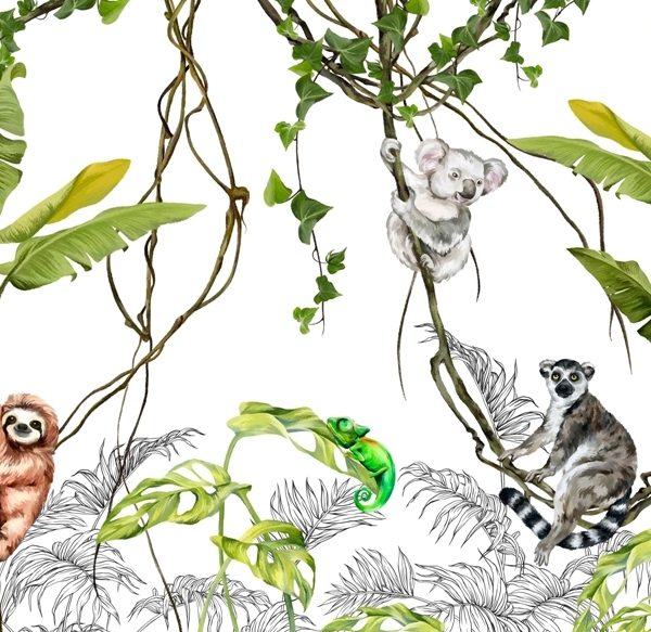 Nástěnná malba Lemur na Liana