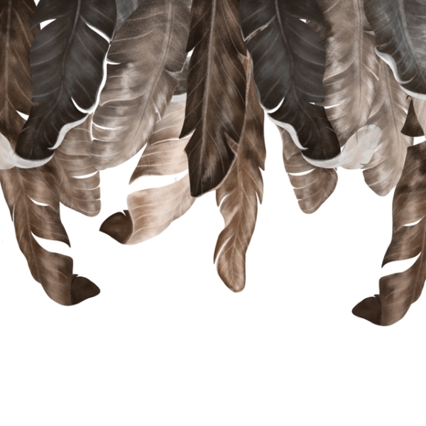 Nástěnná malba banánových listů v hnědé barvě