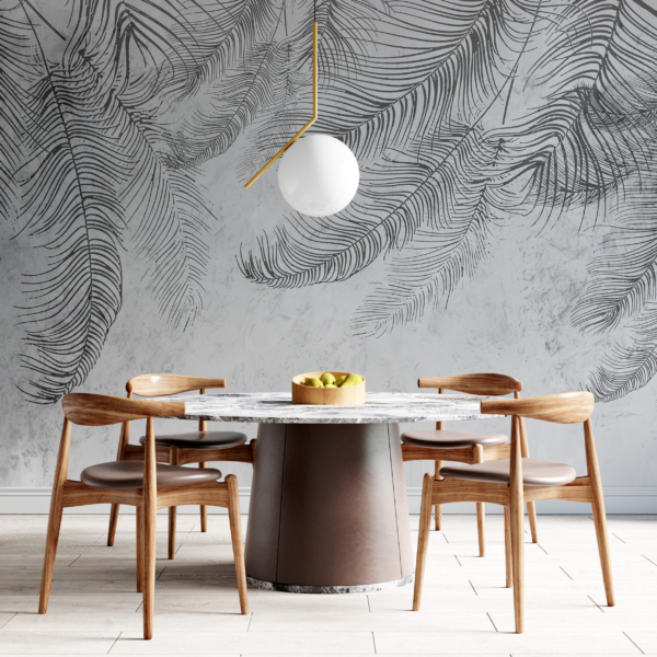 Nástěnná malba černých palmových listů