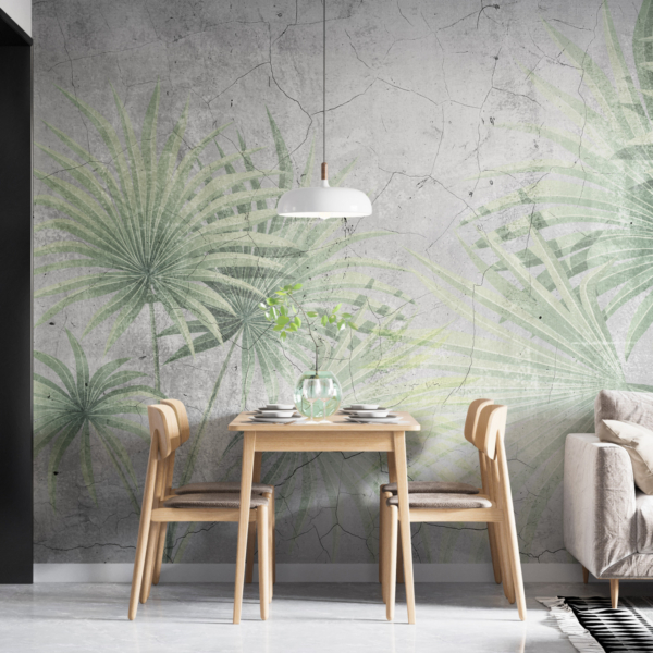 Nástěnná malba Listy na popraskané zdi