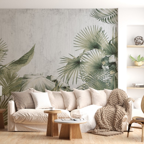 Fototapeta Palmové listy na šedém pozadí