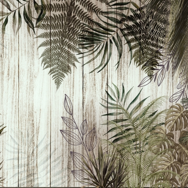 Nástěnná malba kapradinových listů