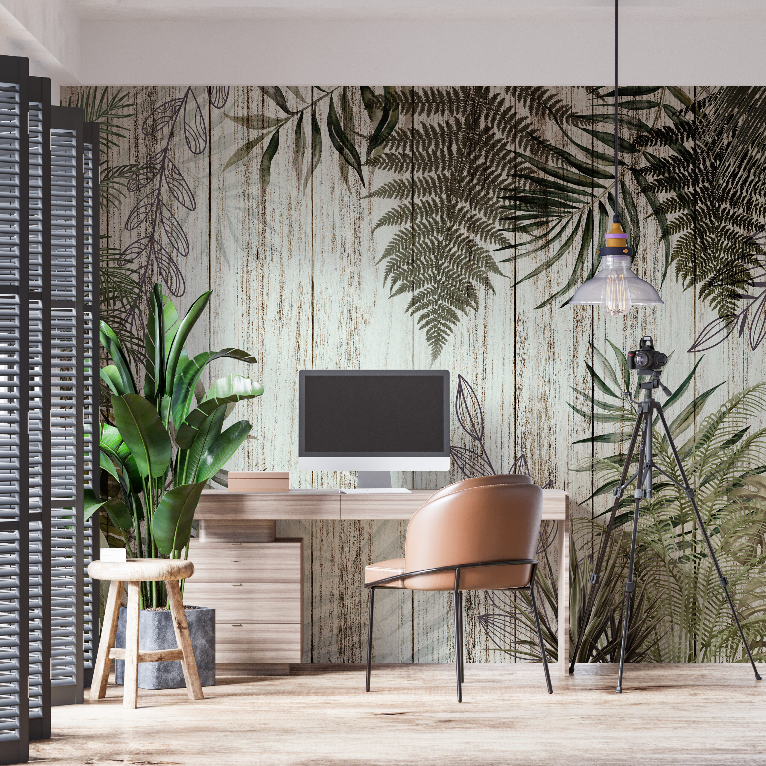 Nástěnná malba kapradinových listů