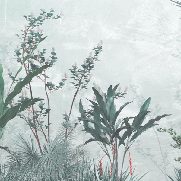 Nástěnná malba listů a travin