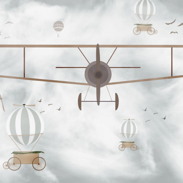 Nástěnná malba Let dvouplošníku