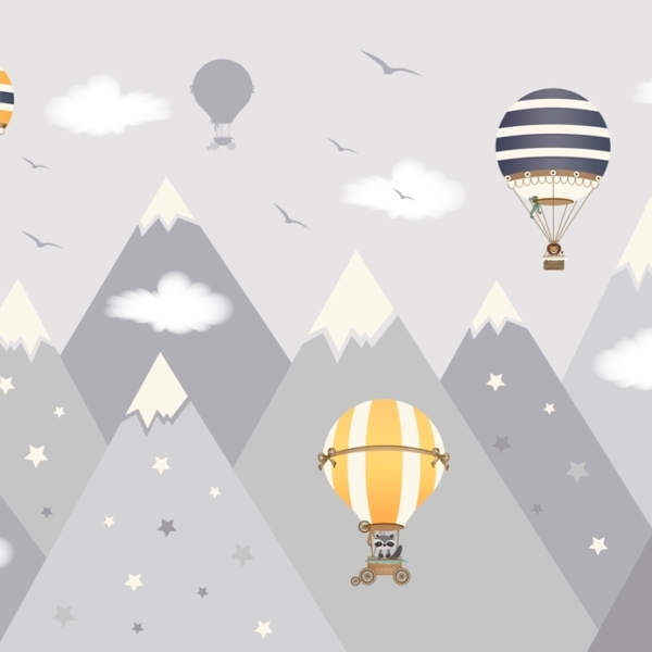 Nástěnná malba letu nad vysokými vrcholy