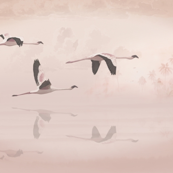 Nástěnná malba letu jeřábů