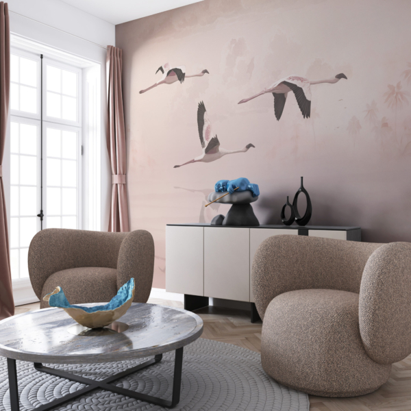 Nástěnná malba letu jeřábů