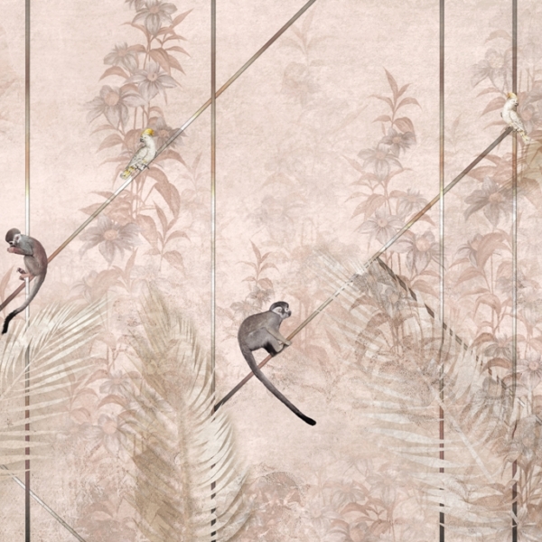 Nástěnná malba opic ve vzorech