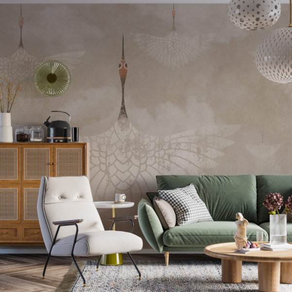 Nástěnná malba létajících ptáků