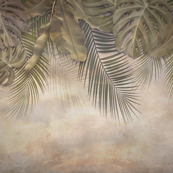 Nástěnný tropický motiv v teplém světle