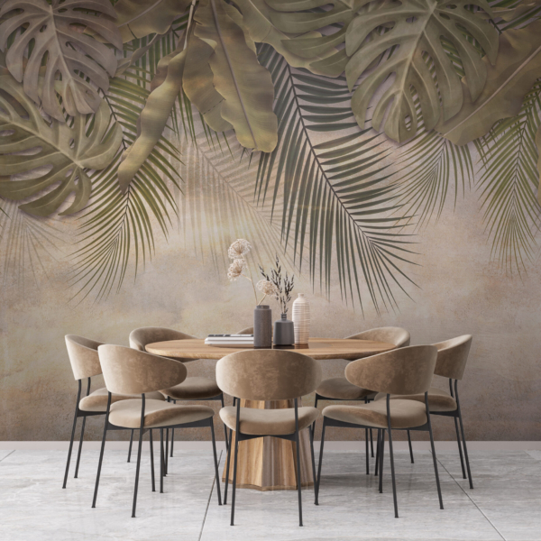 Nástěnný tropický motiv v teplém světle