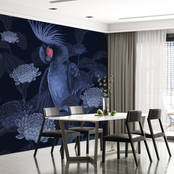 Nástěnná malba Modrý papoušek