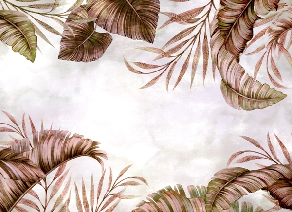 Nástěnná obloha v hnědých listech