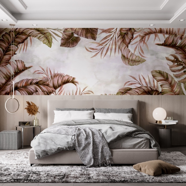 Nástěnná obloha v hnědých listech