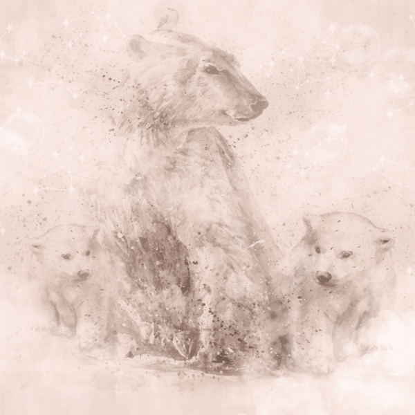 Nástěnná malba medvědí rodiny