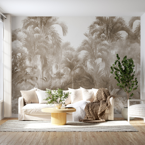 Nástěnná malba Neobjevená džungle v sépiové barvě