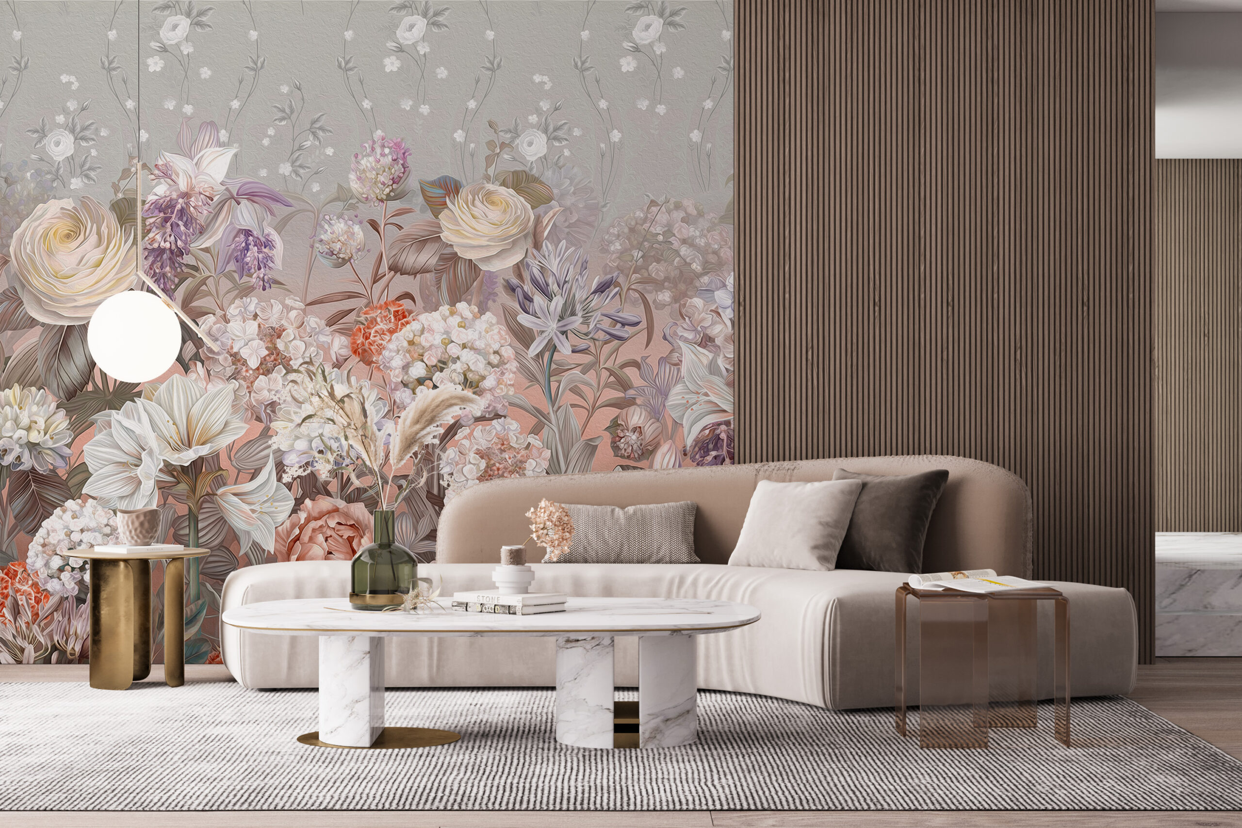 Nástěnná zahrada plná květin