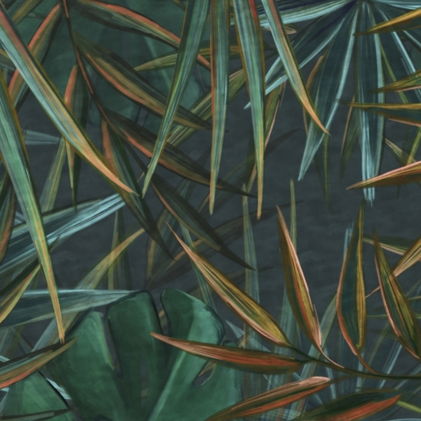 Nástěnná malba ostrých zelených listů