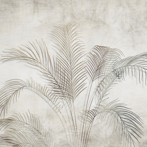 Nástěnná malba palmy v mlze
