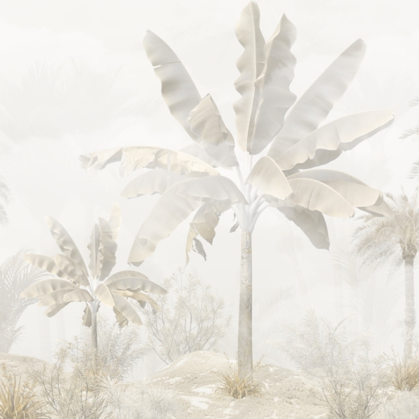 Nástěnná malba palmy v bílé barvě