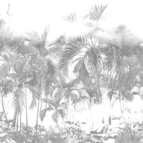 Nástěnná malba palem v bílé barvě