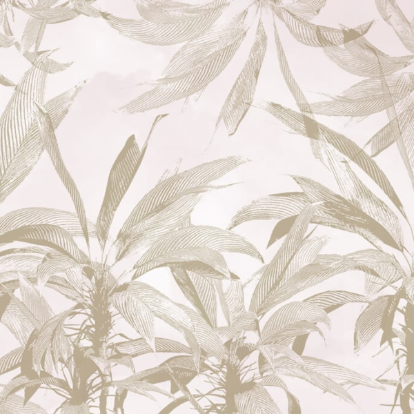 Nástěnná malba palem v teplých barvách