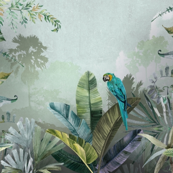 Nástěnný papoušek v křoví