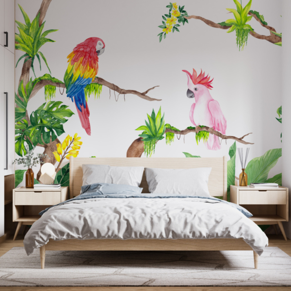 Nástěnní papoušci na větvích
