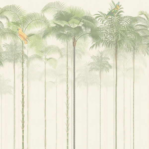 Nástěnné malby papoušků na palmách