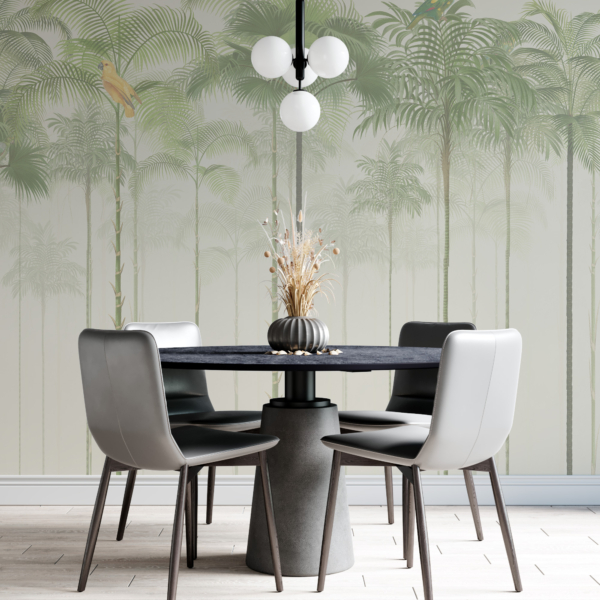 Nástěnné malby papoušků na palmách