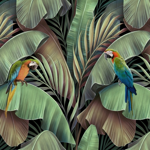 Nástěnní papoušci v listí