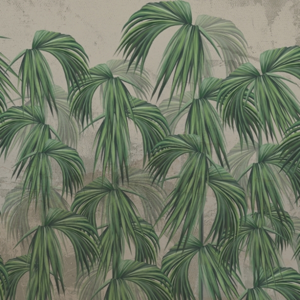 Nástěnná malba tropických listových deštníků