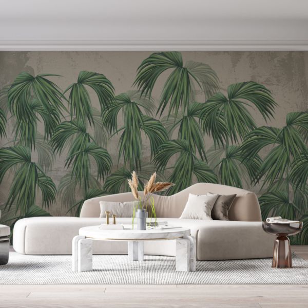 Nástěnná malba tropických listových deštníků