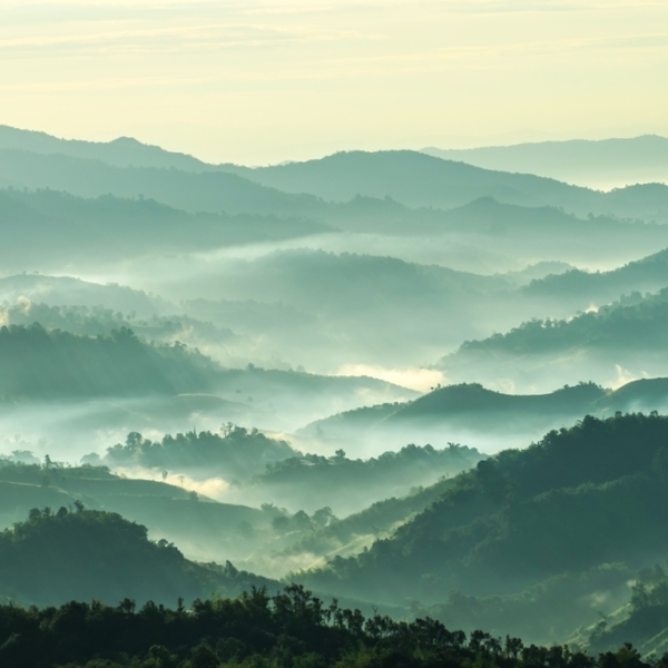 Freska Horský hřeben v mlze