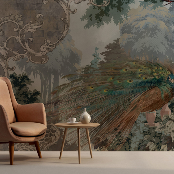 Nástěnná malba Páv na zdi