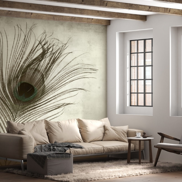 Nástěnná malba Peacock Eye v šedé barvě