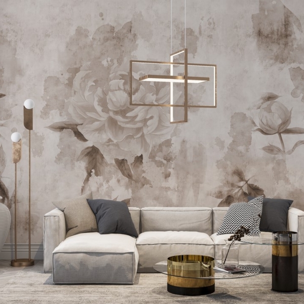 Nástěnné pivoňky v sépiové barvě