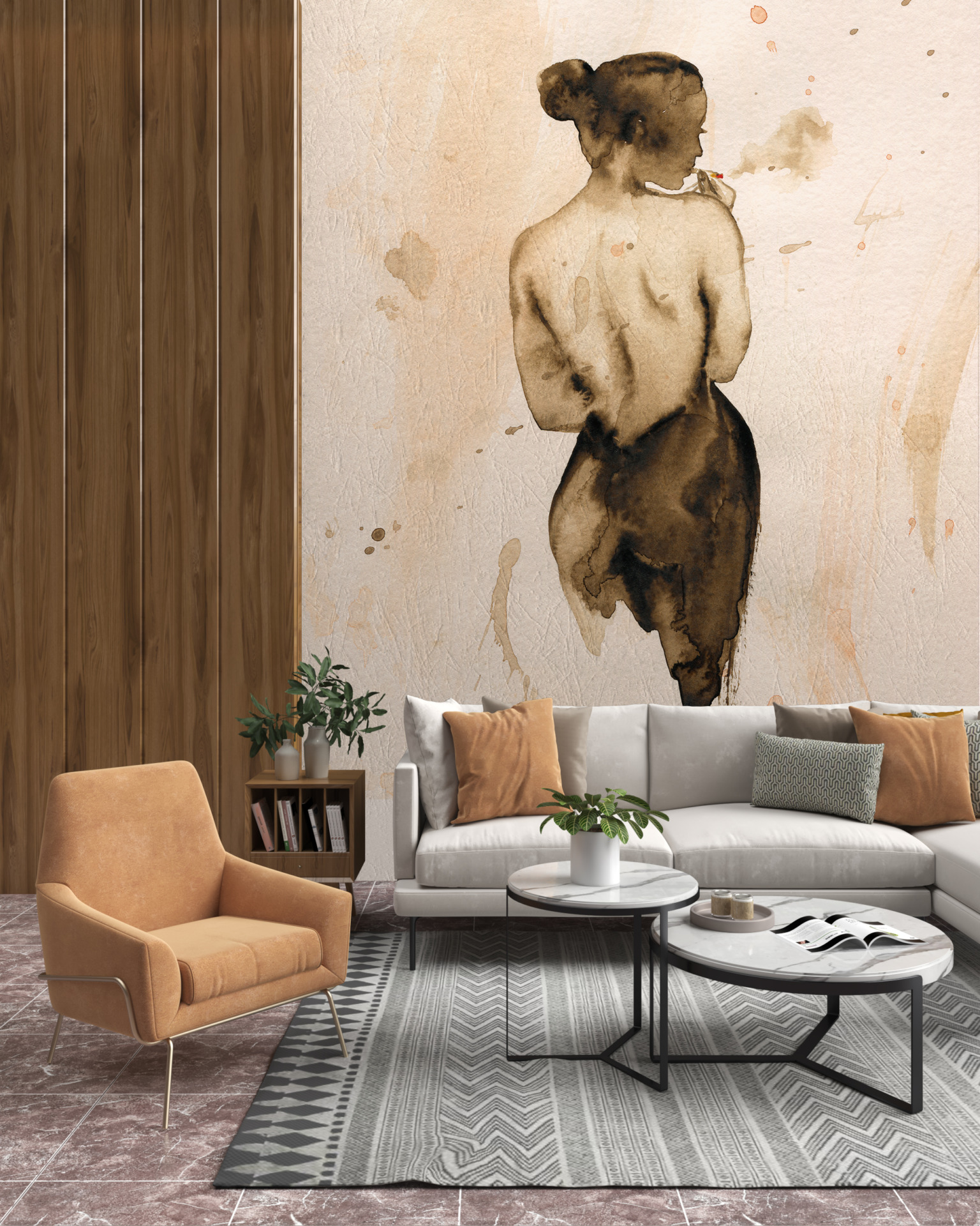 Nástěnná malba ženských zad