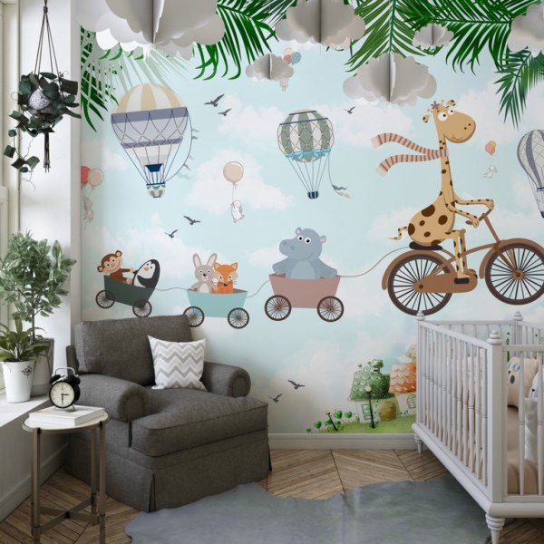 Dětská nástěnná malba Sky Train