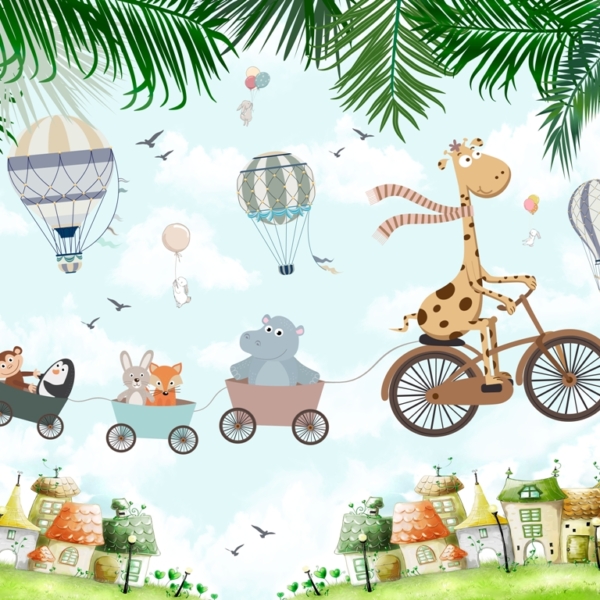 Dětská nástěnná malba Sky Train