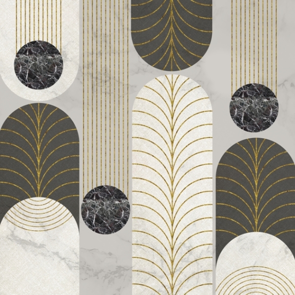 Nástěnná malba Půlkruh se zlatem