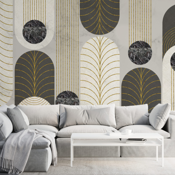 Nástěnná malba Půlkruh se zlatem