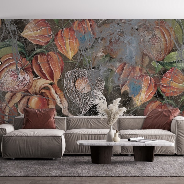 Nástěnná malba Pomeranč suchých květin