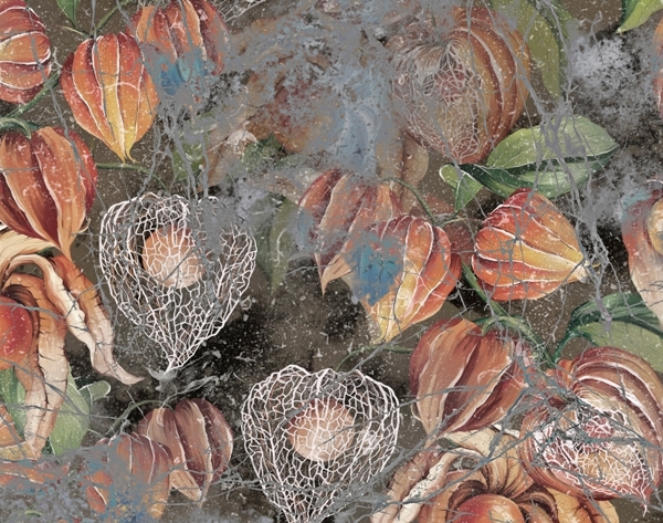 Nástěnná malba Pomeranč suchých květin