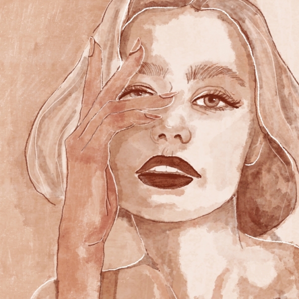 Nástěnný portrét ženy v sépiové barvě